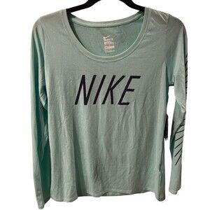 Nike Dri-Fit Tee Shirt Womens Sz Large Long Sleeve Athletic spellout Top New